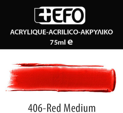 +Efo Acrylic Acrylic Paint Set in Red color 406 Red Medium 75ml 1pcs 388406