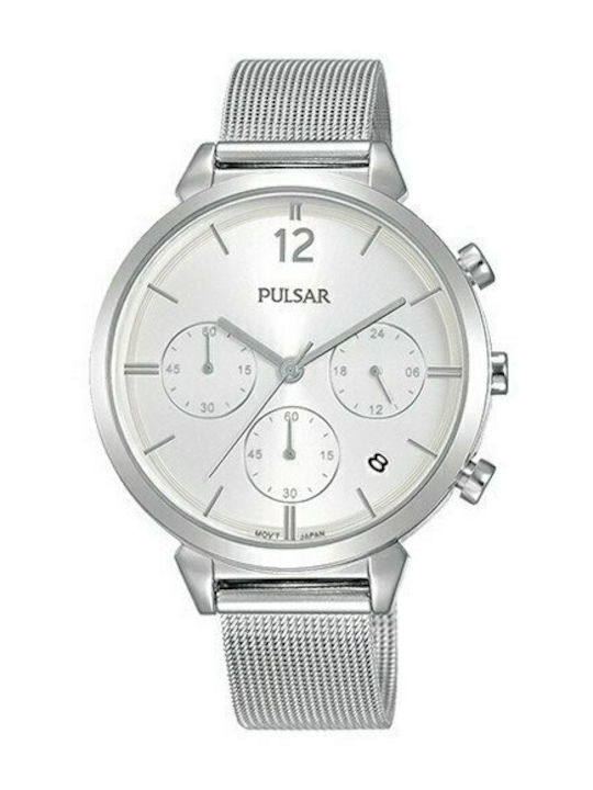 Pulsar Women's Watch Chronograph with Silver Metal Bracelet