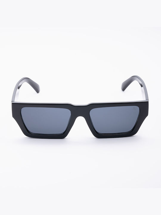 AV Sunglasses Manhattan Sunglasses with Black Plastic Frame and Black Lens