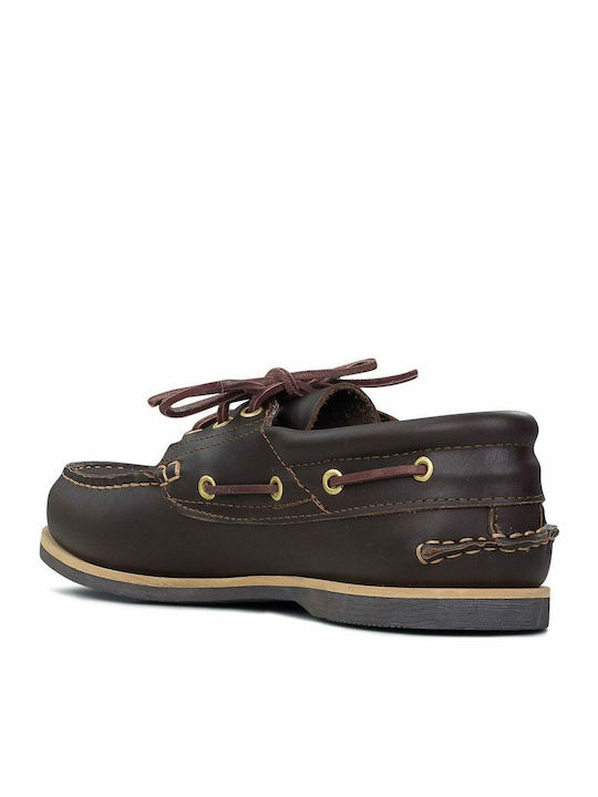 Dallas 2 Δερμάτινα Ανδρικά Boat Shoes σε Καφέ Χρώμα