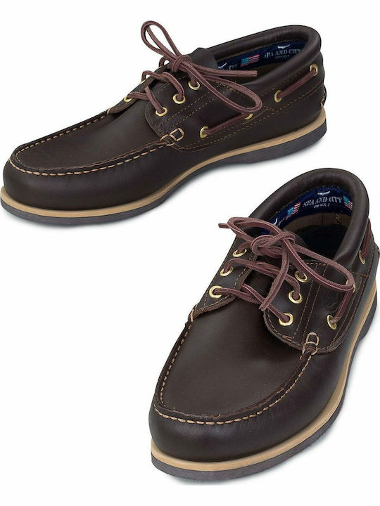 Dallas 2 Δερμάτινα Ανδρικά Boat Shoes σε Καφέ Χρώμα