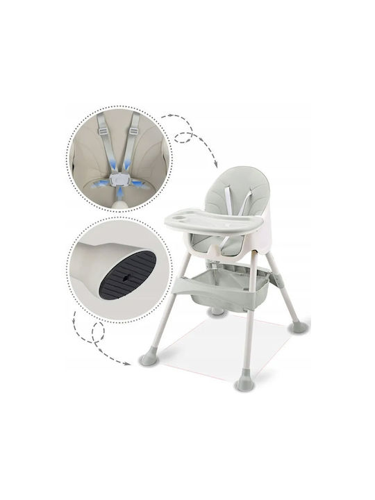 Ricokids Milo Καρεκλάκι Φαγητού 3 in 1 με Ρυθμιζόμενο Ύψος Γκρι