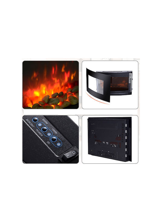 HomCom Стенен Електрическа печка 2000W 89.2x48см Черен