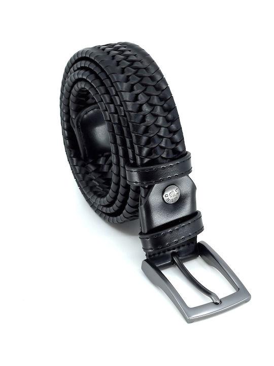 -21 Elastic Men's Belt Leather Knitted Black