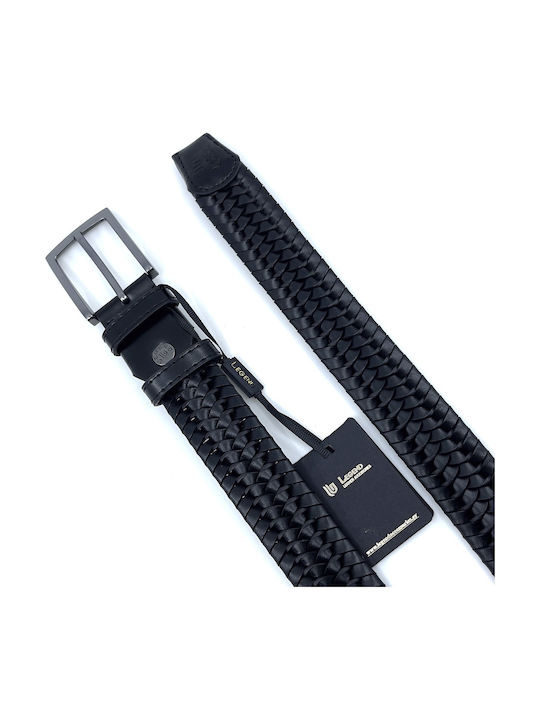 -21 Elastic Men's Belt Leather Knitted Black