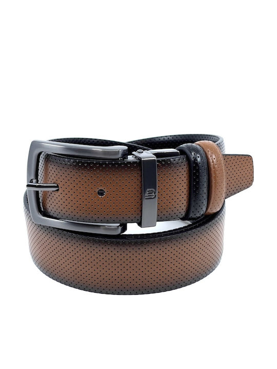 Men's Belt Leather Double Sided Black / Taba