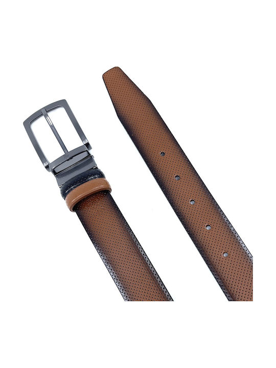 Men's Belt Leather Double Sided Black / Taba