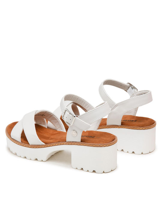 Damen Sandalen mit Chunky mittlerem Absatz in Weiß Farbe