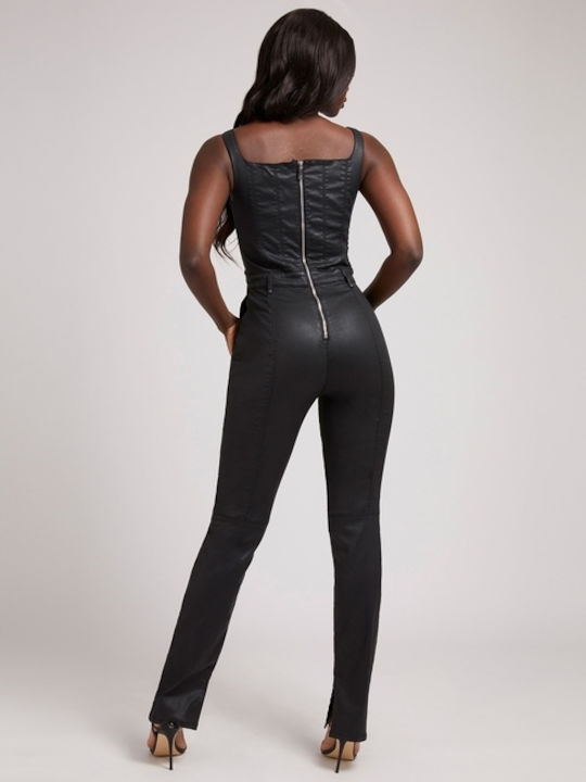 Guess Women's Leather Sleeveless One-piece Suit Black