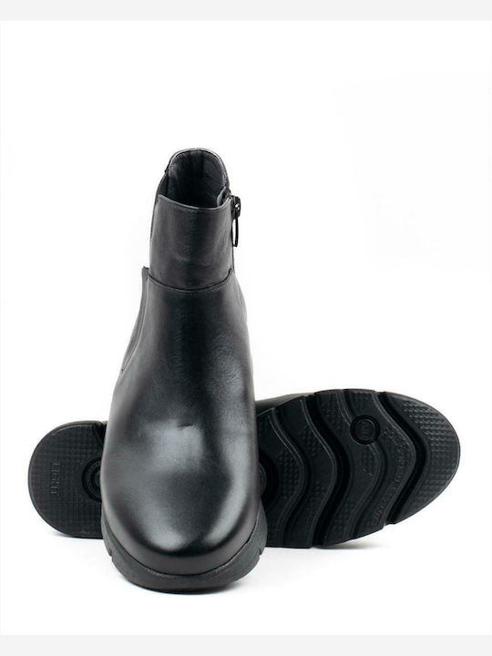 Leder Damen Chelsea Stiefeletten Schwarz