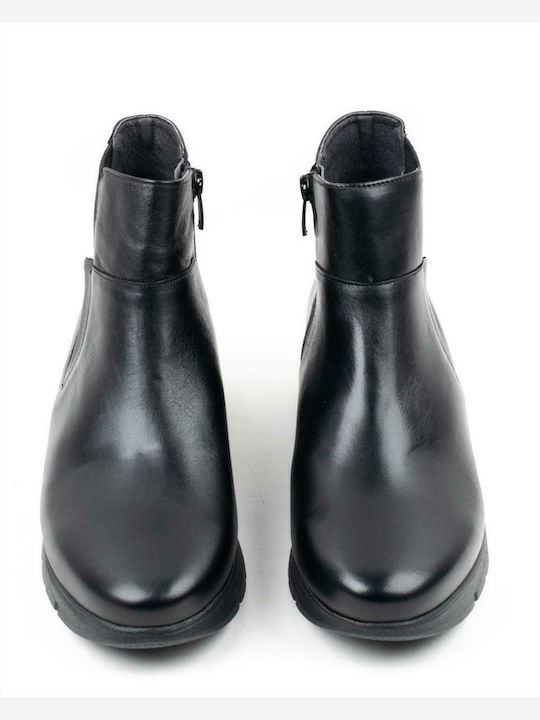 Leder Damen Chelsea Stiefeletten Schwarz