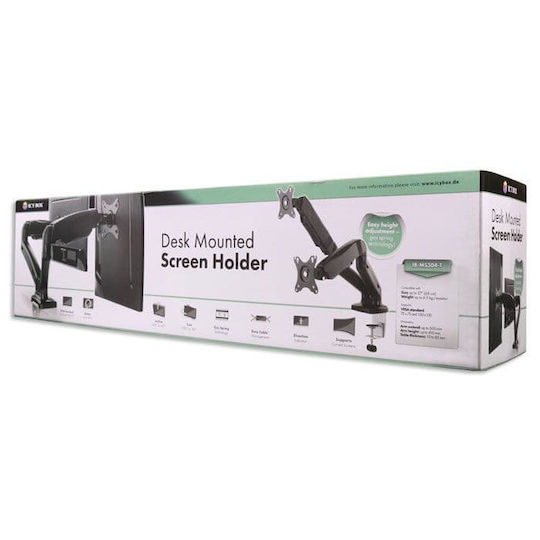 Icy Box Stand Desk Mounted for 2 Monitors up to 27" with Arm (IB-MS304-T)