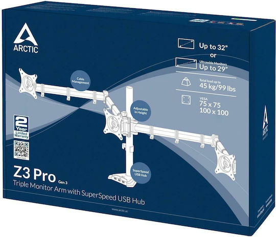 Arctic Z3 Pro (Gen 3) Halterung Auf dem Schreibtisch für 3 Monitore bis 32" mit Arm