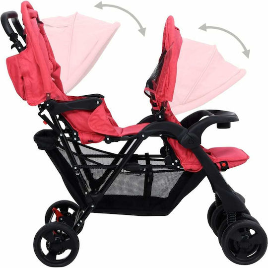 vidaXL Verstellbar Doppelter Kinderwagen Geeignet für Neugeborene Rot