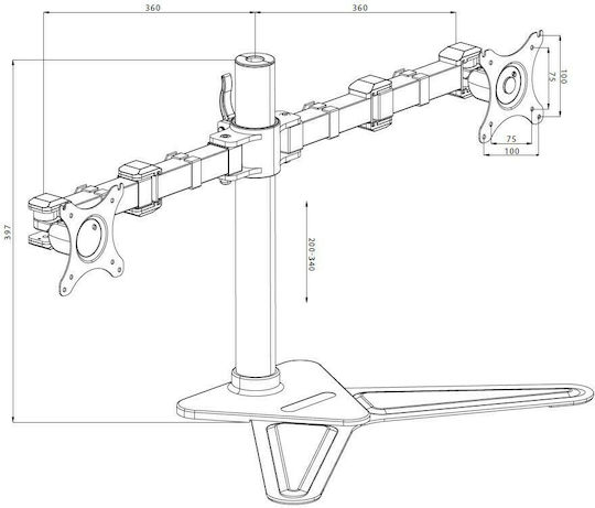 Iiyama DS1002D-B1 Επιτραπέζια Βάση για 2 Οθόνες έως 30"