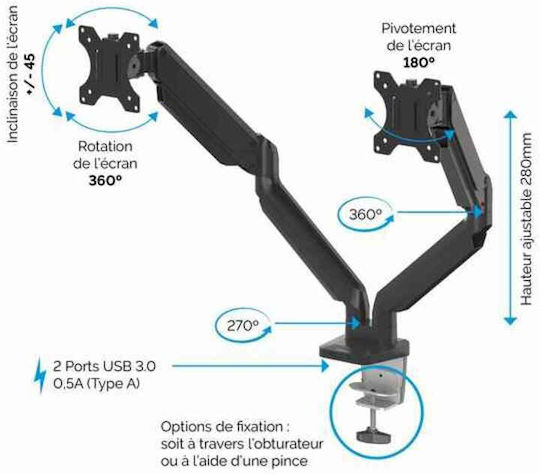 Fellowes Platinum Desktop Stand for 2 Monitors up to 27" with Arm