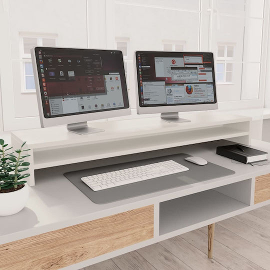 vidaXL Desktop Stand for 2 Monitors White (800333)