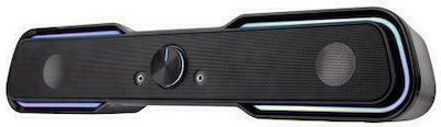 Powertech PT-974 2.0 Speakers with RGB and Bluetooth 10W Black