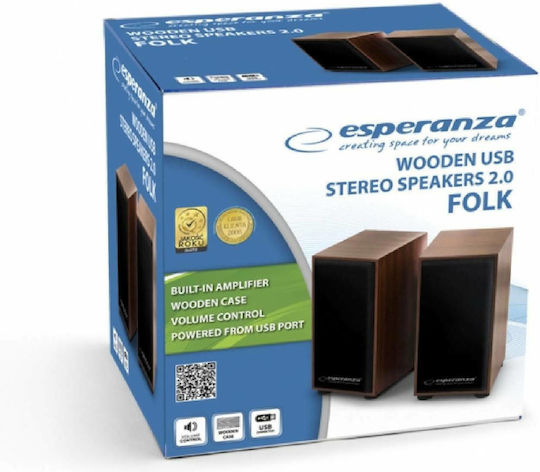 Esperanza Folk 2.0 Speakers 6W Brown