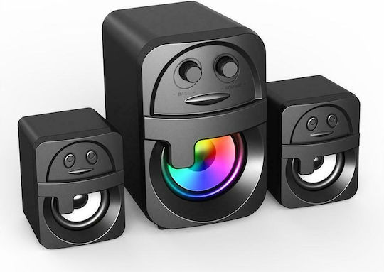 Havit SF112BT Ασύρματα Ηχεία Υπολογιστή 2.1 με Bluetooth και Ισχύ 11W σε Μαύρο Χρώμα