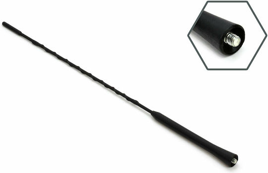 AMiO Car Roof Antenna ANTM08 Threaded 40cm Φ6mm in Black Color