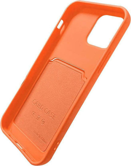 Hurtel Card Case Umschlag Rückseite Silikon mit Kartenhalter Orange (iPhone 12 / 12 Pro)