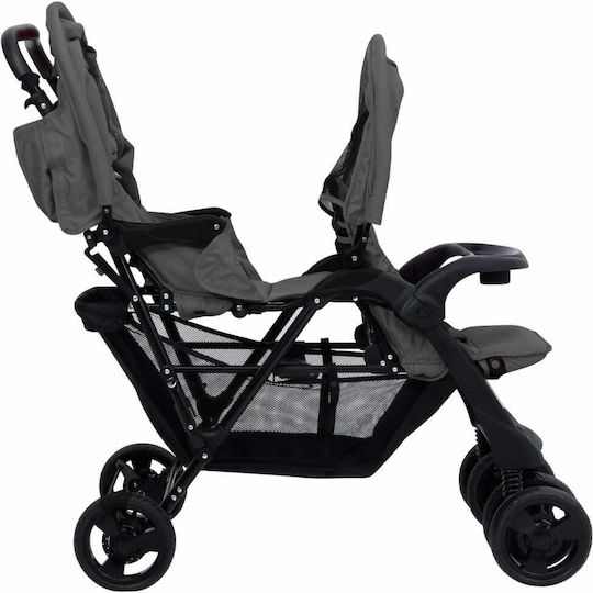 vidaXL Double Stroller Suitable for Newborn Dark Grey
