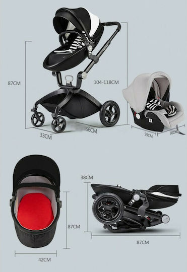 Hot Mom F22 Adjustable 2 in 1 Baby Stroller Suitable for Newborn White 18.5kg