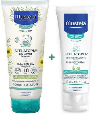 Mustela Atopic-Prone Skin Care Περιποίηση για Ατοπικό Δέρμα Stelatopia Αφροντούς 200ml 200ml & Δώρο Μαλακτική Κρέμα Προσώπου 40ml 2τμχ