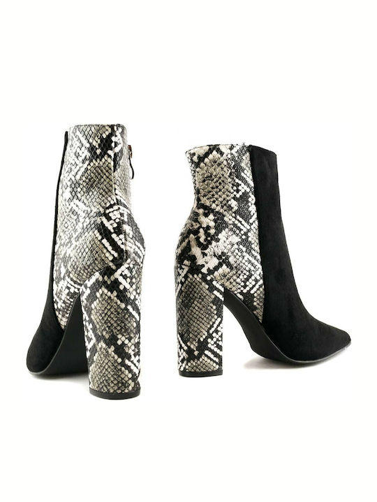 33-03 Ghete Dama Ankle Boots De Catifea Cu Toc Înalt Negre