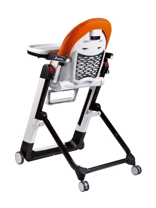 Peg Perego Siesta Follow Me Scaun Înalt De Masă Bebe Pliabil Cu Înălțime Reglabilă Portocaliu Wonder