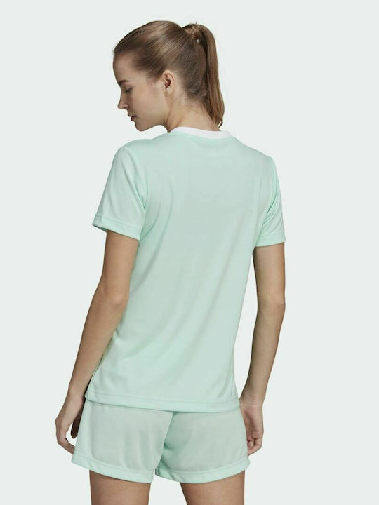 Adidas Entrada 22 Women's Athletic T-shirt Fast Drying with V Neckline Clear Mint