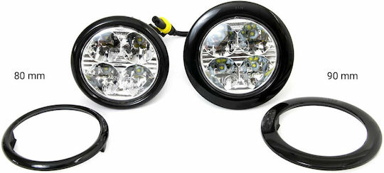 AMiO DRL 510L Στρογγυλό Φώτα Ημέρας Αυτοκινήτου LED Universal 12 / 24V 16W 2τμχ