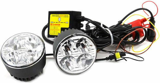 AMiO DRL 510L Στρογγυλό Φώτα Ημέρας Αυτοκινήτου LED Universal 12 / 24V 16W 2τμχ