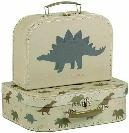 A Little Lovely Company Decorative Suitcase Dinosaurs Made of Wood 2 Pieces Green
