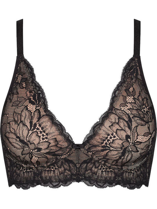 Amourette Charm Triangle Triangle Bra without Padding without Underwire Black