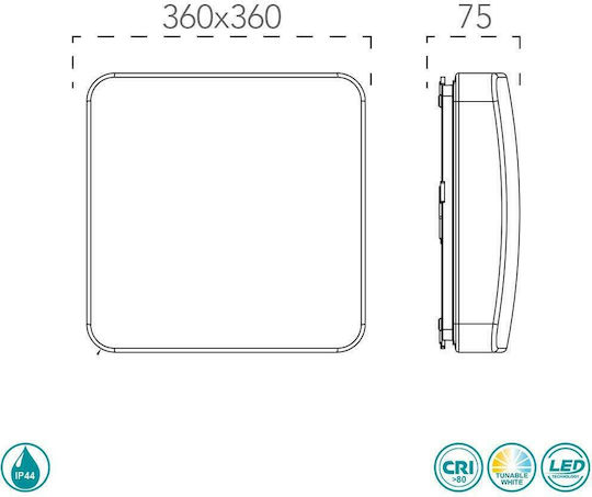 Fan Europe I-MOON-Q38 Deckenleuchte Badezimmer 36cm Weiß mit Integrierter LED