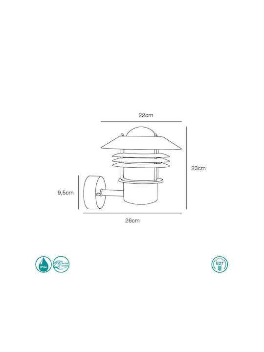 Nordlux Vejers Wall-Mounted Outdoor Lantern E27 IP54 22x23εκ.