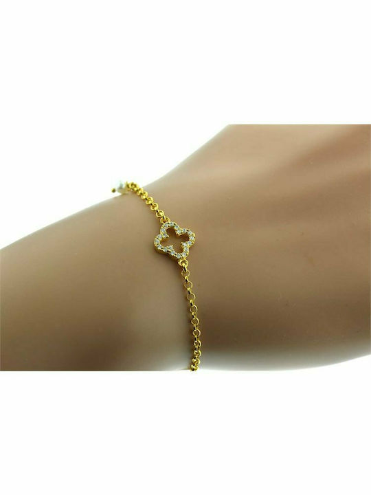 Gold plated silver bracelet with cross and cubic zirconia stones