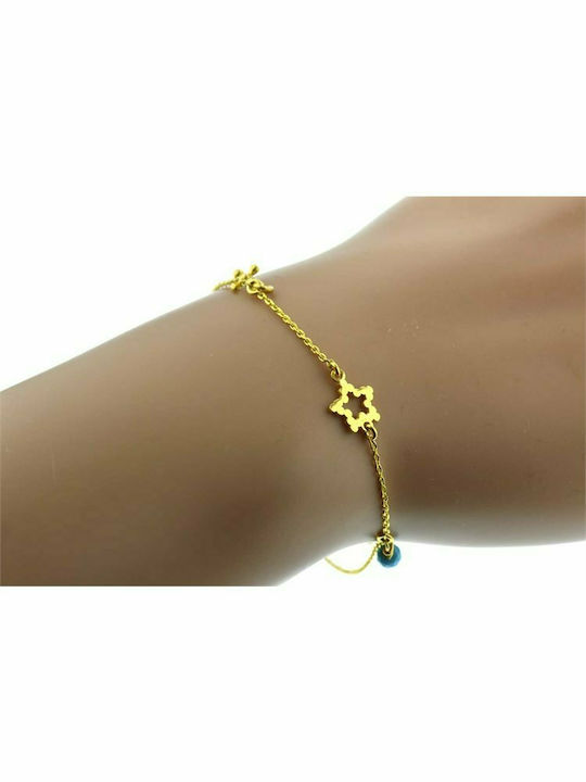 Gold plated silver bracelet with star cross and eye