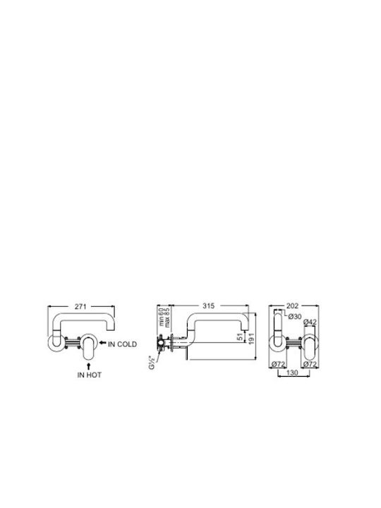 Armando Vicario Laundry Kitchen Faucet Wall Chrome