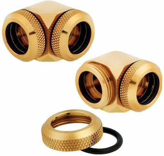 Corsair Hydro X Series XF Hardline 90° 14mm OD Fitting Twin Pack Armaturen Gold CX-9052016-WW