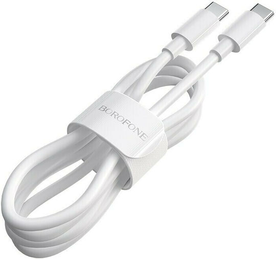 Borofone BX44 USB 2.0 Cable USB-C male - USB-C 100W PD Λευκό 2m 37212