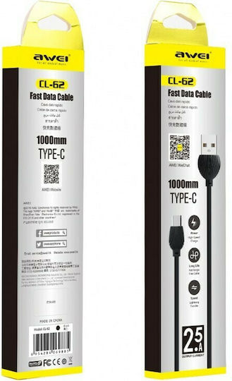 Awei CL-62 USB 2.0 Cable USB-C Male - USB-A White 1m CL-62-WH