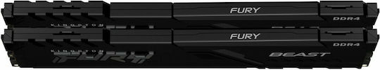 Kingston Fury Beast DDR4 64GB RAM με 4x16GB Modules και Ταχύτητα 3200 για Desktop