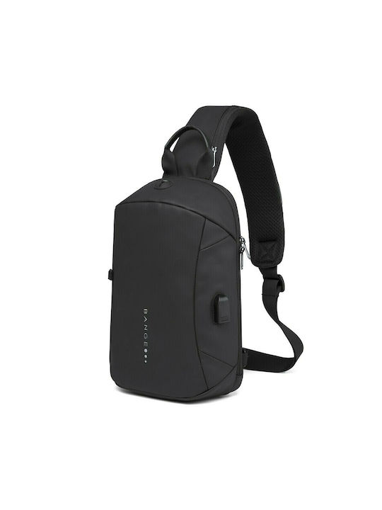 Bange Sling Bag with Zipper & Internal Compartments Black 19x5x32cm