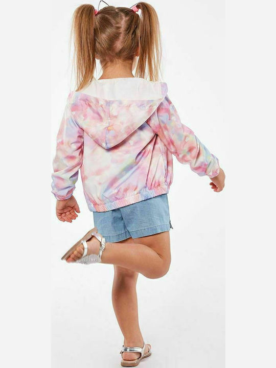 Shinny Unicorn Kids Casual Short Windproof Coat with Hood Pink
