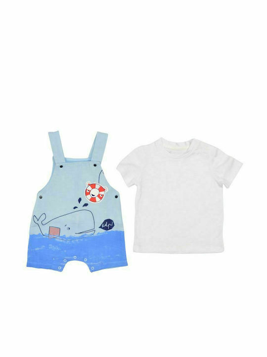 Hashtag Baby Bodysuit Set Sleeveless with Shorts Light Blue