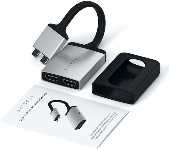 Satechi Μετατροπέας USB-C male σε HDMI 2x female Ασημί 1τμχ ST-TCDHAS