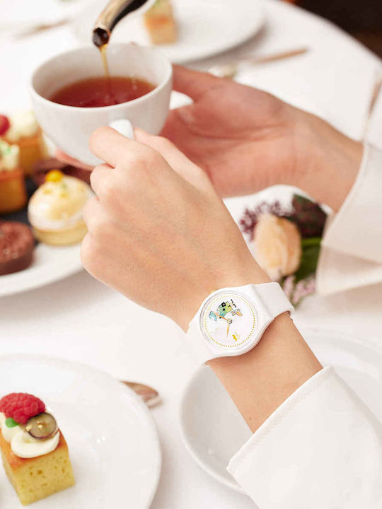 Swatch How Majestic Ανδρικό Ρολόι 34mm Μπαταρίας με Λευκό Καουτσούκ Λουράκι